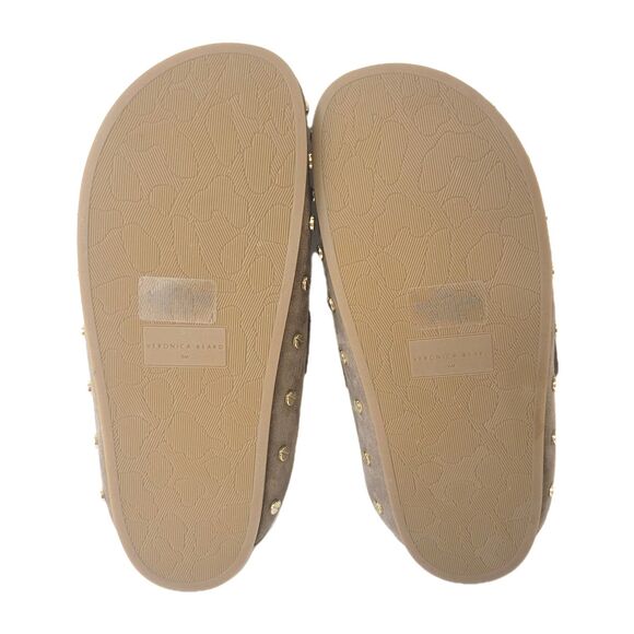 Veronica Beard Fern Suede Shearling Taupe Clog Women Size 8M - Picture 7 of 8